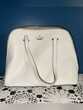 kate spade White Pebbled Leather Dome Satchel